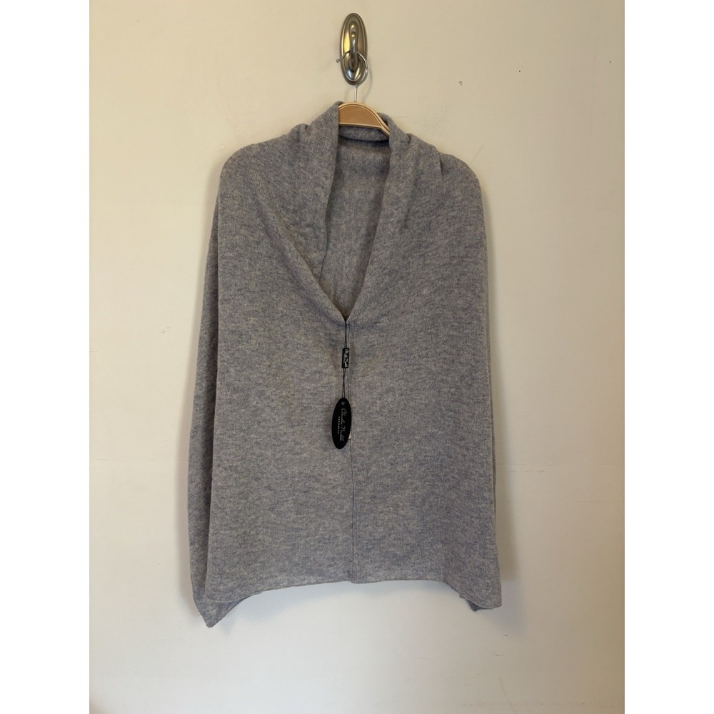NEW Claudia Nichole Alashan Cashmere Dress Topper Poncho Gray Quiet Luxury